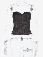 Floral Lace Women's Corset Top - Black Sweetheart Neck Bustier - Sexy Gothic Coquette Aesthetic Night Out Camisole 2026