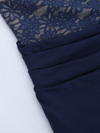 Navy Blue Halter Women's Maxi Dress - Asymmetric Lace Patchwork Backless Gown - Sexy Bodycon Summer Birthday Party Wear 2026