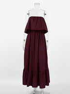 100% Cotton Strapless Women's Maxi Dress In Earth Tones - Sexy Tube Top Ruffle Sundress - Boho Beach Vacation Long Dress 2026