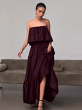 100% Cotton Strapless Women's Maxi Dress In Earth Tones - Sexy Tube Top Ruffle Sundress - Boho Beach Vacation Long Dress 2026