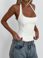 Halter Backless Crop Top - Sexy Balletcore Exposed Back Zipper Cami - Coquette Aesthetic Night Out Slim Fit Tank 2026