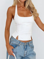 Halter Backless Crop Top - Sexy Balletcore Exposed Back Zipper Cami - Coquette Aesthetic Night Out Slim Fit Tank 2026