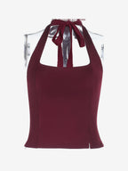Halter Backless Crop Top - Sexy Balletcore Exposed Back Zipper Cami - Coquette Aesthetic Night Out Slim Fit Tank 2026
