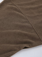 Brown Corduroy Women's Cropped Jacket - Oversized Utility Top - Maillard Style Streetwear Casual Daily Outfits 2026