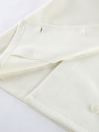 Cream Notched Lapel Women's Blazer - Oversized Single Breasted Jacket - Quiet Minimalist Street Casual Spring Outfit 2026