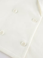 Cream Notched Lapel Women's Blazer - Oversized Single Breasted Jacket - Quiet Minimalist Street Casual Spring Outfit 2026