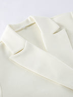 Cream Notched Lapel Women's Blazer - Oversized Single Breasted Jacket - Quiet Minimalist Street Casual Spring Outfit 2026