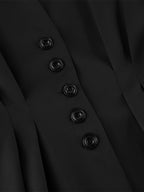 Hourglass Blazer Set For Office Lady - Black Modern Pleated Cinched Waist Tailoring - 2026 Spring Workwear Suit
