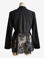 Lace Patchwork Women's Blazer Jacket - Sexy Sheer Hem Slim Fit - Spring Night Out Party Outerwear 2026