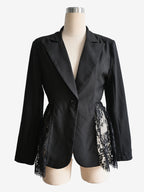 Lace Patchwork Women's Blazer Jacket - Sexy Sheer Hem Slim Fit - Spring Night Out Party Outerwear 2026