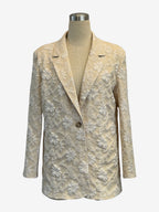 Floral Jacquard Women's Blazer - Elegant 3D Embossed Flower Single Button Regular Fit Jacket - Vintage Chic Spring Wedding Outerwear 2026