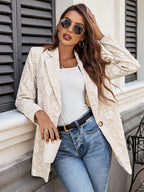 Floral Jacquard Women's Blazer - Elegant 3D Embossed Flower Single Button Regular Fit Jacket - Vintage Chic Spring Wedding Outerwear 2026