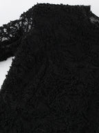 Black Lace Faux Fur Women Mini Dress - Sexy Long Sleeve Sheer Top - Goth Aesthetic Spring Night Out Cocktail Party 2026