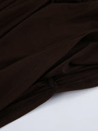 Chic Women's Coffee Bodycon Dress - Sexy Ruched Design Long Sleeve Mini Cut - Minimalist Spring Clubwear 2026