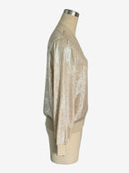 Champagne Gold Women's Bomber Jacket - Zip Up Ribbed Trim Slim Fit - Metallic Spring Party Outerwear 2026