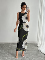 Floral Print Women Maxi Dress - Elegant Ruched Bodycon - 90s Vintage Aesthetic Summer Daily Wear 2026