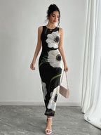 Floral Print Women Maxi Dress - Elegant Ruched Bodycon - 90s Vintage Aesthetic Summer Daily Wear 2026