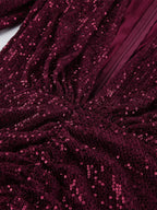 Sparkly Sequin Mini Dress For Women - Sexy Deep V Neck Long Sleeve Ruched Bodycon - Spring Cocktail Party Clubwear 2026