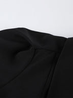 Sophisticated French Style Co-ord Set Women - Puff Sleeve Notch Collar Top Black Wide Leg Pants - Summer Workwear 2026