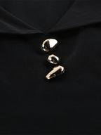 Elegant Two Piece Set Women Trouser Suit - Vintage Large Collar Gold Button Bell Sleeve - Spring Gala Evening Outfit 2026