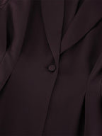 Deep Brown Peplum Blazer Suit For Women - Chic Pleated Waist Slim Fit Wide Leg Pants Set - Spring Office Lady Outfit 2026