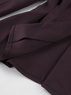 Deep Brown Peplum Blazer Suit For Women - Chic Pleated Waist Slim Fit Wide Leg Pants Set - Spring Office Lady Outfit 2026