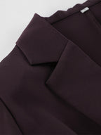 Deep Brown Peplum Blazer Suit For Women - Chic Pleated Waist Slim Fit Wide Leg Pants Set - Spring Office Lady Outfit 2026