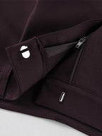 Deep Brown Peplum Blazer Suit For Women - Chic Pleated Waist Slim Fit Wide Leg Pants Set - Spring Office Lady Outfit 2026