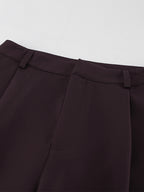 Deep Brown Peplum Blazer Suit For Women - Chic Pleated Waist Slim Fit Wide Leg Pants Set - Spring Office Lady Outfit 2026