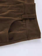 Brown Corduroy Women Mini Skirt - Retro High Waisted Slim Fit A-Line - Spring Casual Streetwear 2026