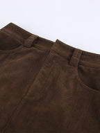 Brown Corduroy Women Mini Skirt - Retro High Waisted Slim Fit A-Line - Spring Casual Streetwear 2026