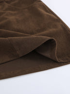 Brown Corduroy Women Mini Skirt - Retro High Waisted Slim Fit A-Line - Spring Casual Streetwear 2026