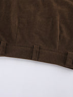 Brown Corduroy Women Mini Skirt - Retro High Waisted Slim Fit A-Line - Spring Casual Streetwear 2026