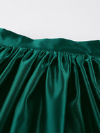 Satin High Waist Women Maxi Skirt - Elegant Pleated Full Swing - Royal Core Wedding Guest Party Skirt 2026