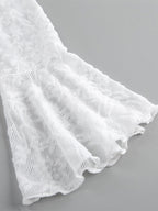 Sheer Floral Lace Women Blouse - White Elegant V-Neck Bell Sleeve Top - Coquette Fairycore Spring Date Night Wear 2026