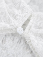 Sheer Floral Lace Women Blouse - White Elegant V-Neck Bell Sleeve Top - Coquette Fairycore Spring Date Night Wear 2026