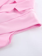 Sleeveless Blazer Set For Women Business Casual - Pink Chic Double Breasted Tailored Cut - 2026 Summer Work Outfit