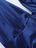 Royal Blue Women Maxi Slit Dress - Elegant Halter Neck Asymmetric Ruffle Hem Gown - Vintage Glam Summer Party Wear 2026