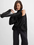 Cold Shoulder Women Halter Blouse - Elegant Lantern Sleeve Loose Fit Top With Scarf - Fairycore Spring Party Top 2026