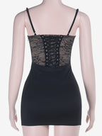 Black Lace Corset Women Mini Dress - Sexy Backless Lace Up Bodycon - Coquette Aesthetic Summer Party Night Club Wear 2026