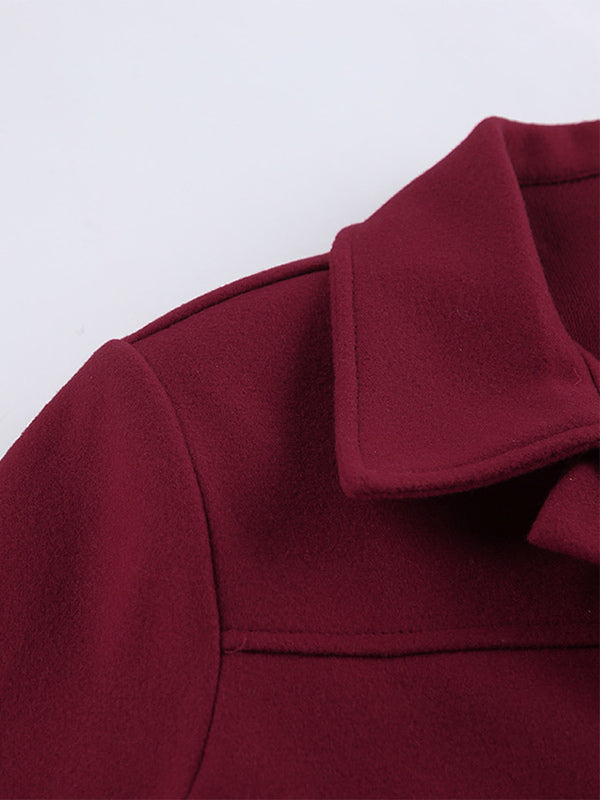 Burgundy Red Women's Cropped Jacket - Chic Turn Down Collar Zip Up Elastic Hem - Spring Casual Streetwear 2026