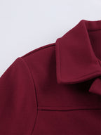 Burgundy Red Women's Cropped Jacket - Chic Turn Down Collar Zip Up Elastic Hem - Spring Casual Streetwear 2026