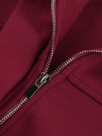 Burgundy Red Women's Cropped Jacket - Chic Turn Down Collar Zip Up Elastic Hem - Spring Casual Streetwear 2026