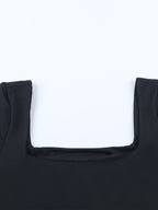 Square Neck Women Bubble Mini Dress With Big Bow - Black Long Sleeve Elegant Contrast - Audrey Style Spring Party Wear 2026