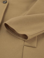 Camel Double Breasted Women Pea Coat - Minimalist Notch Lapel Boxy Fit - Quiet Luxury Spring Streetwear 2026