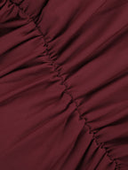 Burgundy One Shoulder Women's Maxi Gown - Elegant Ruched Bodycon Long Dress - Old Money Aesthetic Evening Party Wear 2026