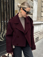 Double Breasted Women's Short Jacket - Chic Belted Cropped Fit - Quiet Luxury Spring Casual Streetwear 2026