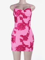 Flower Decorations Women Bodycon Cami Dress - Spaghetti Strap Sexy Mini Dress - Sweet Summer Night Out Clubwear 2026