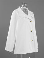 Cotton Blend Women's Trench Jacket - Minimalist Double Breasted Wide Sleeve Oversized Fit - Spring Casual Streetwear 2026