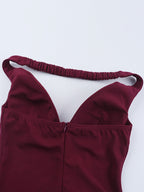 3D Rose Petal Hem Burgundy Women Mini Dress - Romantic Bodycon Dress With Scarf - Coquette Aesthetic Summer Party Outfit 2026